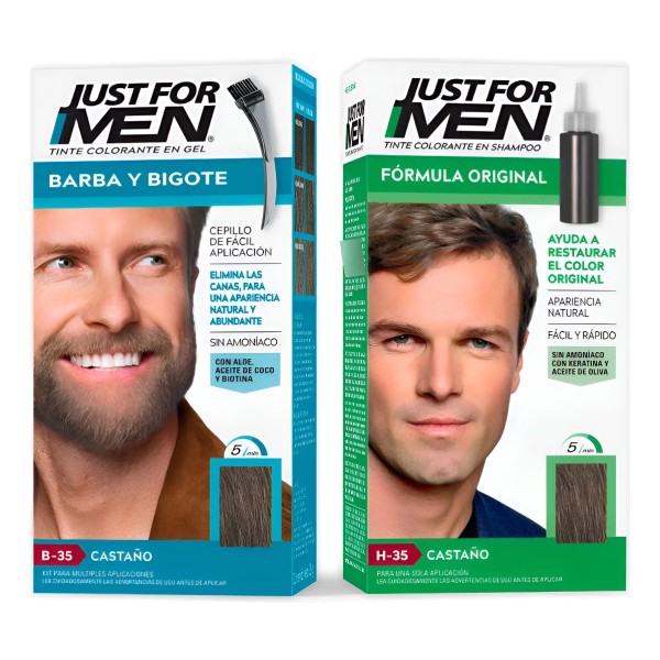 Kit Tinte Just For Men Castaño Para Cabello Y Barba