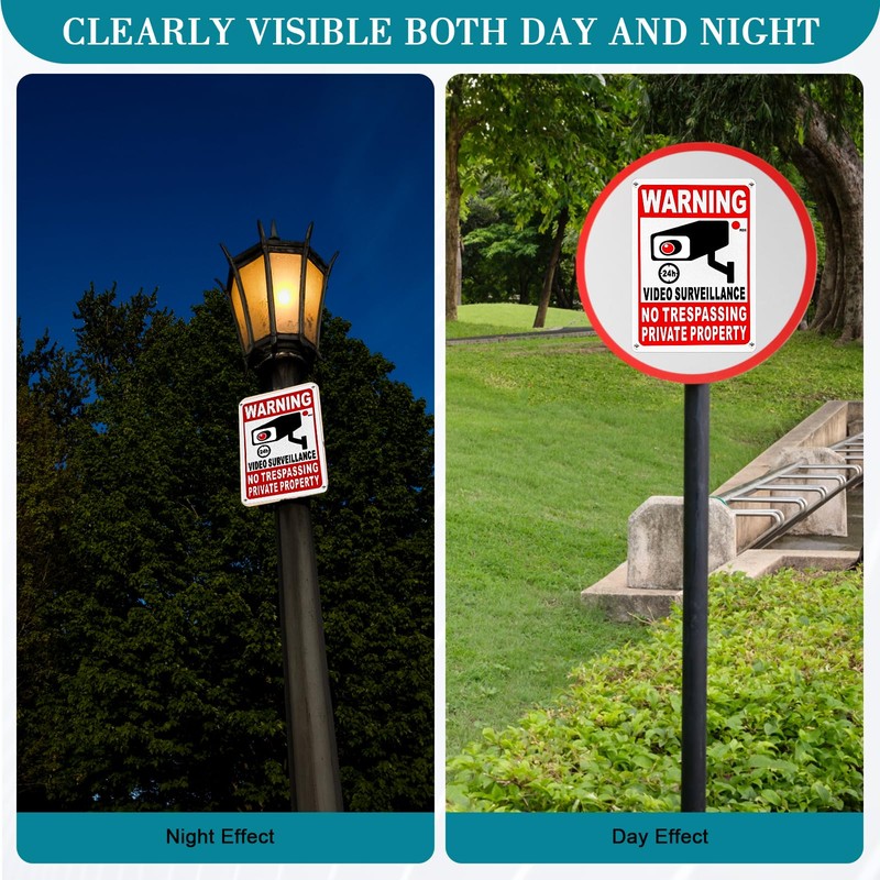 4 Pack Private Property No Trespassing Sign, Rustproof Aluminum 24-Hour