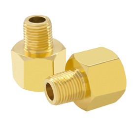 Hooshing 2PCS Brass Pipe Fitting 1/4" NPT Male to 1/2" NPT Female Reducer Hose Tube Adapter