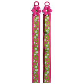 Hair Bow Holder and Headband Holder Storage and Organizer MATCHING SET (Hot Pink and Lime Green Flowers)