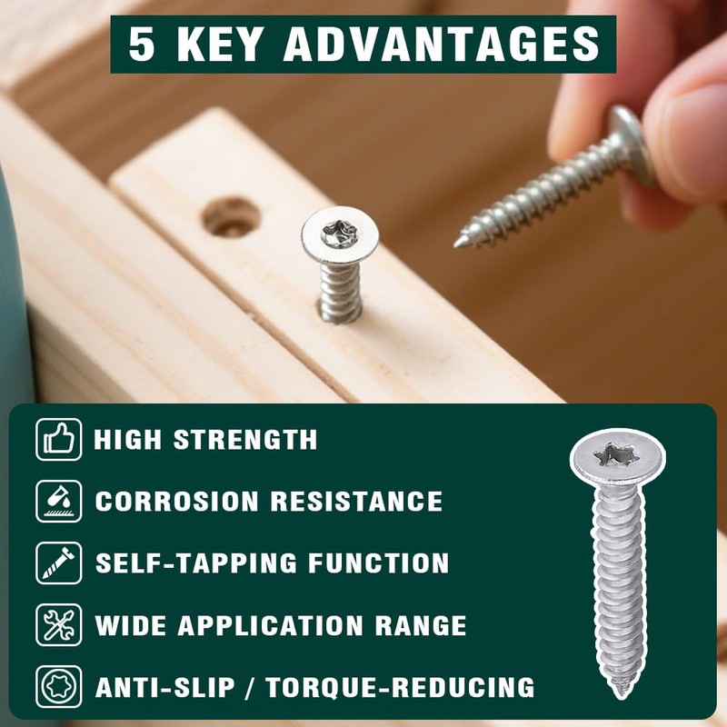 #12 x 2 Flat Head Torx Drive Self Tapping Screws