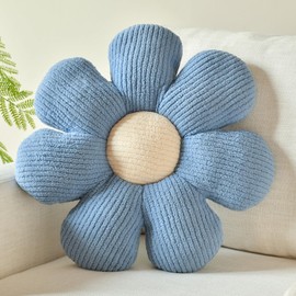 Xuyier Flower Shaped Throw Pillow,Soft Daisy Pillow with Decorative Pillows for Bed Couch Chair Floor, Flower Plush Pillows for Living Room Bed Room Seat Cushion(19.6" Blue)