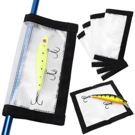 Aecob Fishing Lure Wrap, 3 Size Covers for Fishing Rod, Hooks: Safe Protectors & Organized Holder Storage for Various Bait (Clear, M: for 4.5-6in lures)