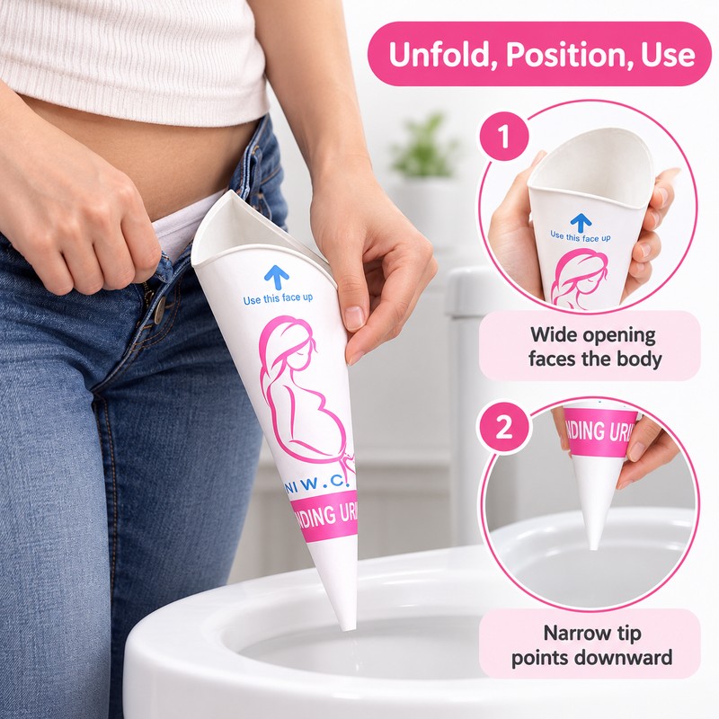 24-Pack Disposable Female Urination Funnels for Standing Use – Foldable