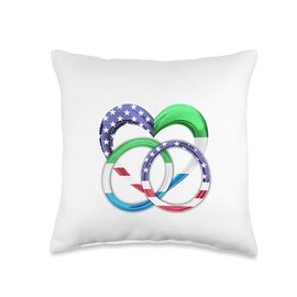 American Flag Heart Wedding Rings Marriage Sierra Leone Throw Pillow