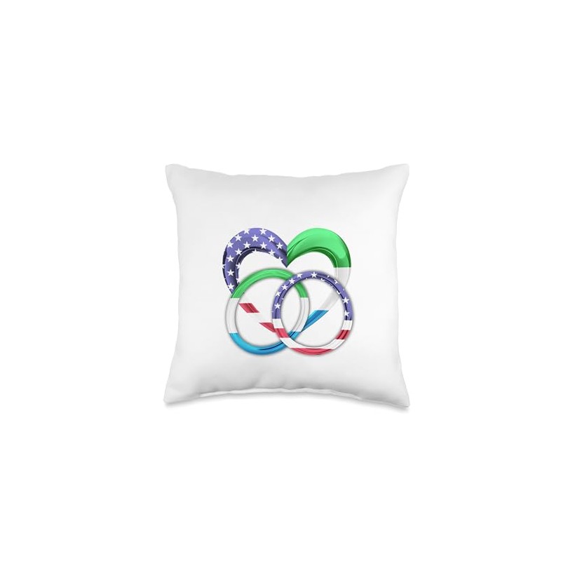 American Flag Heart Wedding Rings Marriage Sierra Leone Throw Pillow
