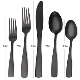 Matte Black Silverware Set, Satin Finish 40-Piece Stainless Steel Flatware set, Tableware Cutlery Set Service for 8, Utensils for Kitchens, Dishwasher Safe