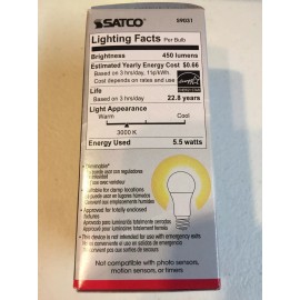SATCO S9031 5.5W A15 Energy Savings LED E26 Medium Base Light Bulb Frosted White