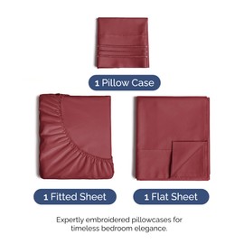 CGK Unlimited Twin XL Size 3 Piece Sheet Set - Comfy Breathable & Cooling Bed Sheets Set - Hotel Luxury Bedding for Women, Men, Kids & Teens - Deep Pockets, Easy-Fit, Super Soft & Wrinkle Free - Oeko-Tex - Burgundy