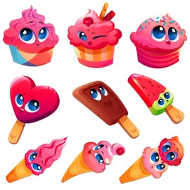 FaCraft 216PCS Valentine's Day Stickers for Kids,Funny Sweet Cupcake Ice Cream Dessert Stickers for Kids Classroom Valentine's Day Party Favor Valentine's Day Reward Gifts for Students from Teacher