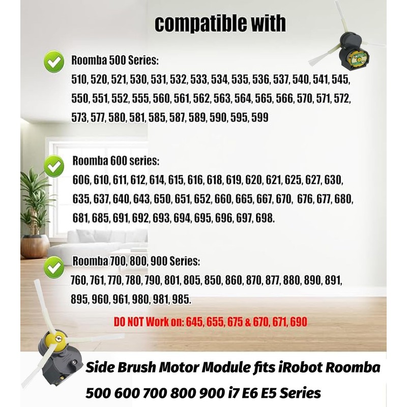 Side Brush Motor Module for iRobot Roomba 500/600/700/800/900 i3 i7