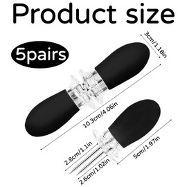 Pack of 10 corn on the cob holder, corn on the cob skewers, corn skewers, corn on the cob holder in stainless steel, black corn holder, corn on the cob skewers for BBQ and kitchen, for barbecues