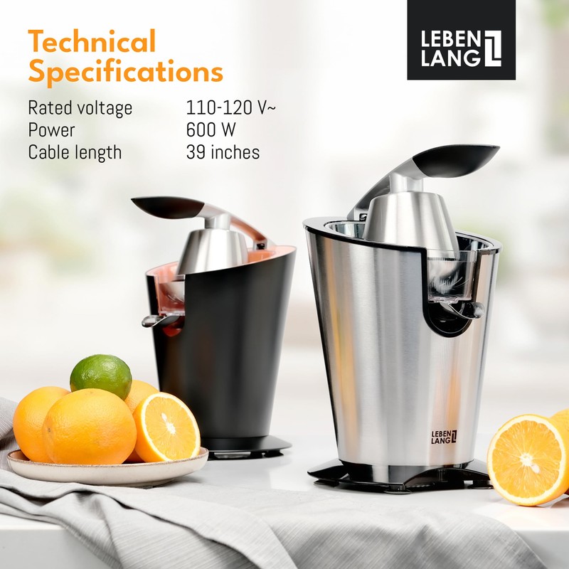 LEBENLANG Electric citrus juicer with high juice yield | Orange