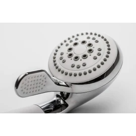 Croydex Assistive Four Function Shower Handset with Optional Eco feature and Rubber Handle For Increased Grip, Chrome and Silver
