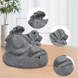 FriyGardcn Dog Pet Memorial Garden Stones Pet Loss Headstones in The Shape of a Heart for Dog Grave Marker Dog Sculpture Decor Outdoor Statue