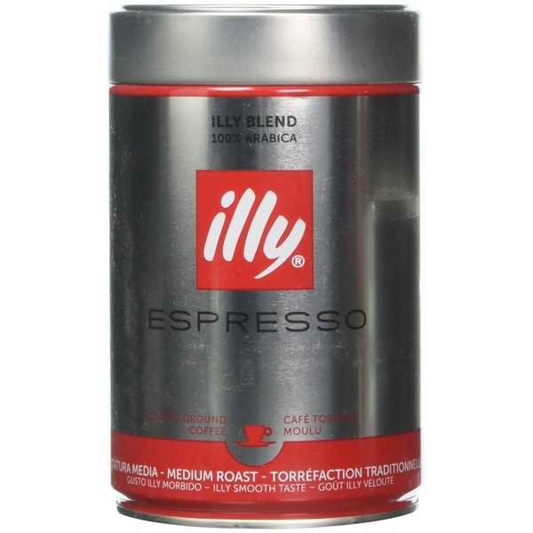 Illy Ground Espresso Medium Roast, 8.8oz (Pack of 4). Packing may vary
