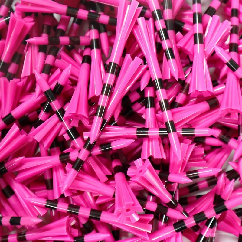Pink Golf Tees 5 Prong with Black Stripe Bulk 100