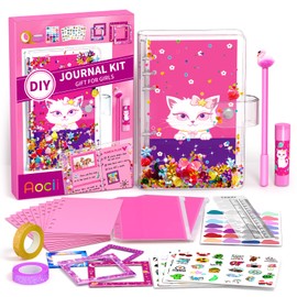 Aocii DIY Journal kit for Girls, Gift for 6-14 Year Old Girls, Scrapbook & Diary Supplies Set, Birthday Gifts Ideas for Teenage Girls, Sparkly, Stimulates Minds