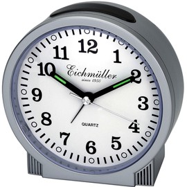 Alarm Clock with Creeping Second Light without Annoying Ticking Eichmüller Silver