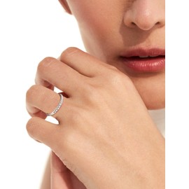 Ring Stacks for Women Sterling Silver Simple Cute Bling Thin Half Moissanite Eternity Rings Band Size 4