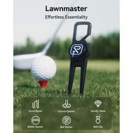 REDTIGER 4-in-1 Golf Metal Divot Tool, Golf Divot Repair Tool – Versatile Design with Magnetic Ball Marker, Bottle Opener, Groove Cleaner & Belt Clip – Built for Golf Enthusiasts