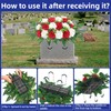 LOSFOTBO Artificial Cemetery Silk Flowers Saddle,Carnation Cemetery Headstone Flower Saddle,Memorial