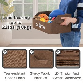 Contenedor grande de juguetes para gatos, 2 veces más grueso, caja plegable, cesta resistente, cama de almacenamiento para gatitos para organizar juguetes, golosinas, ropa y accesorios