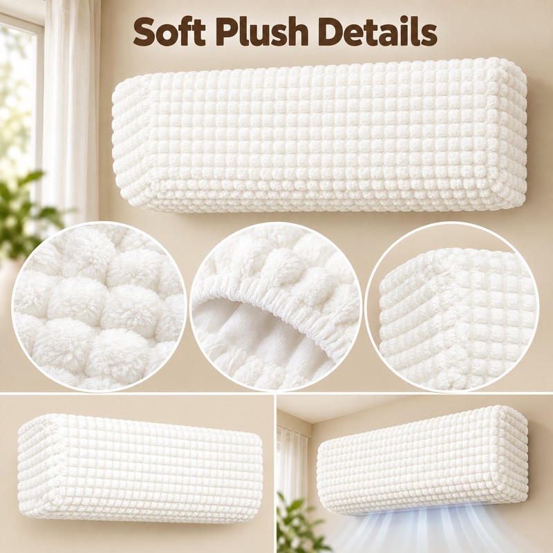 Air Conditioner Cover for Wall-Mounted AC – Washable Plush Dust