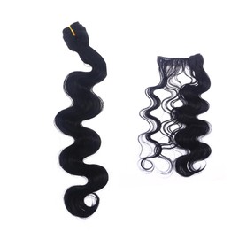 Ipetboom Braided Wigs Hair Body Wave Bundles Closure Weave Human Hair Braid Wigs Curly Hair Extensions Body Wave Hair Wigs with Bangs Wavy Wig with Bangs Hair Bundles Hair Weaving Curls