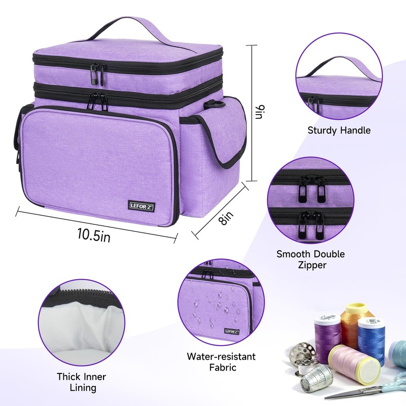 LEFOR·Z Sewing Supplies Organizer,Double-Layer Sewing Accessories Storage Bag,Protable Travel Sewing
