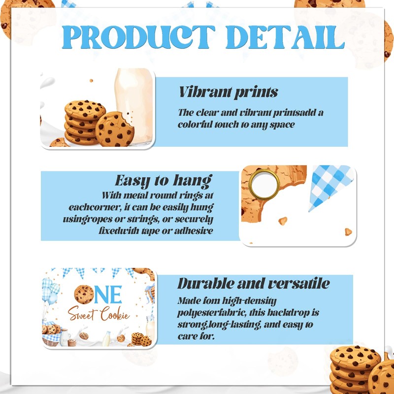 Ramciyo One Sweet Cookie Backdrop - Milk & Cookies First