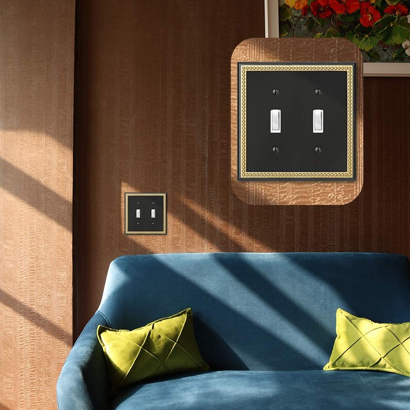 Pearled Frame Decorative Wall Plate Switch Plate Outlet Cover (Double