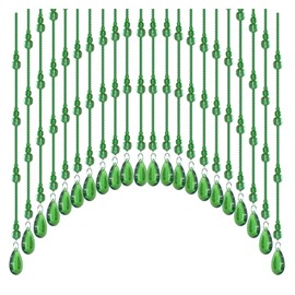 Crystal Beaded Door Curtain Self-Adhesive, Door String Beads Curtains for Doorways Hippie Window Door Way Bead Hangings Curtain （Green）
