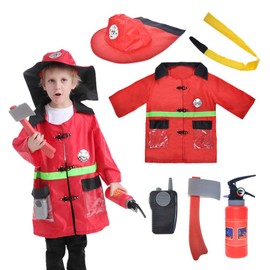 TopTie Firefighter & Police Pretend Play Set for Kids, Preschool Dress Up Clothes for Boys Girls