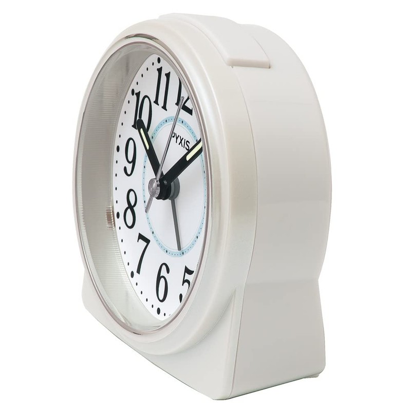 Seiko Clock PYXIS NR451W Alarm Clock, Analog White Pearl, 3.5