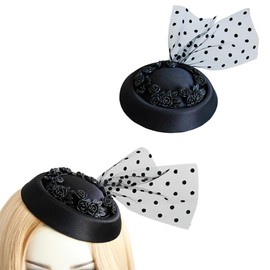 Sup-Coente Pill Box Hat Black Church Mini Top Hat Pillbox Funeral Vintage Hats For Women Victorian Tea Party 1920s Clip