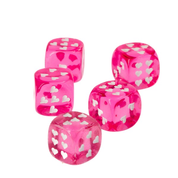 WeLoveDice - Dice Pink with White Hearts - Made in