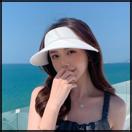 White Fang CZ083 Women's Sun Visor, Solid, Simple, Sun Shade, Sports, Stylish, Brim, white