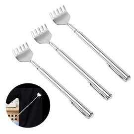 Pack of 3 Telescopic Back Scratcher, High Quality Stainless Steel Scratcher, Back Scratcher, Back Scratcher, Back Scratcher Against Itching, for Home, Travel and (Silver)