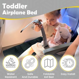 Toddler Airplane Bed, Velvet Material Kids Airplane Seat Extender Travel Bed, Kids Airplane Travel Essentials, Airplane Must Have for Toddlers, Baby Portable Plane Bed Foot Rest for Flights