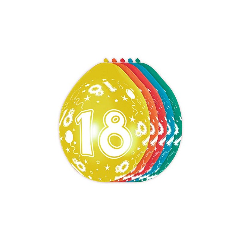 Folat 19318 18th Birthday Balloons - 5 pieces, Multi Colors