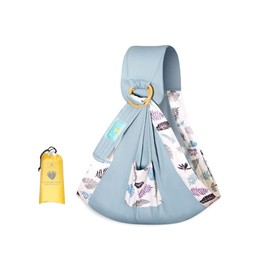 SONARIN Baby Sling, Soft Cotton Baby Carrier, Baby Carrier System, Sling Nursing Cover with Adjustable Rings for Newborn Baby up to 15 kg (Blue Leaf)