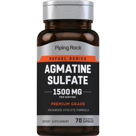Piping Rock Agmatine Sulfate Capsules | 1500mg | 70 Count | Premium Grade Supplement | Non-GMO, Gluten Free