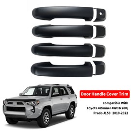 Door Handle Cover Trim Compatible with Toyota 4Runner 4WD N280 Prado J150 2010-2023 2021 2020 2019 2018 2017 Exterior Door Handles Matte black Car Styling Accessories No Smart Key Holes 8PCS ABS