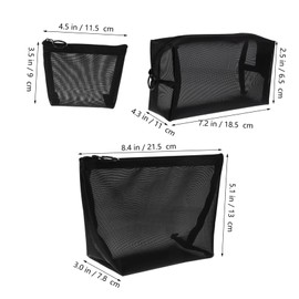 Vaguelly 3 Pcs Mesh Makeup Bags Set Zipper Toiletry Pouches for Travel Lightweight Cosmetic Organizers for Women Vanity Bags for Outdoor Use