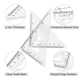 Coopay 6 Inch Math Geometry Tool Plastic Ruler Set Includes Straight Ruler, Triangle Rulers, Protractor for Student School Office Supplies (Clear)