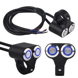 Motorcycle Handlebar Switch, 7/8 Inch 22 mm Motorcycle Switch Indicator Switch Waterproof Motorcycle Tuning Switch Steering Wheel Headlight Fog Light On/Off with (Self-Locking)
