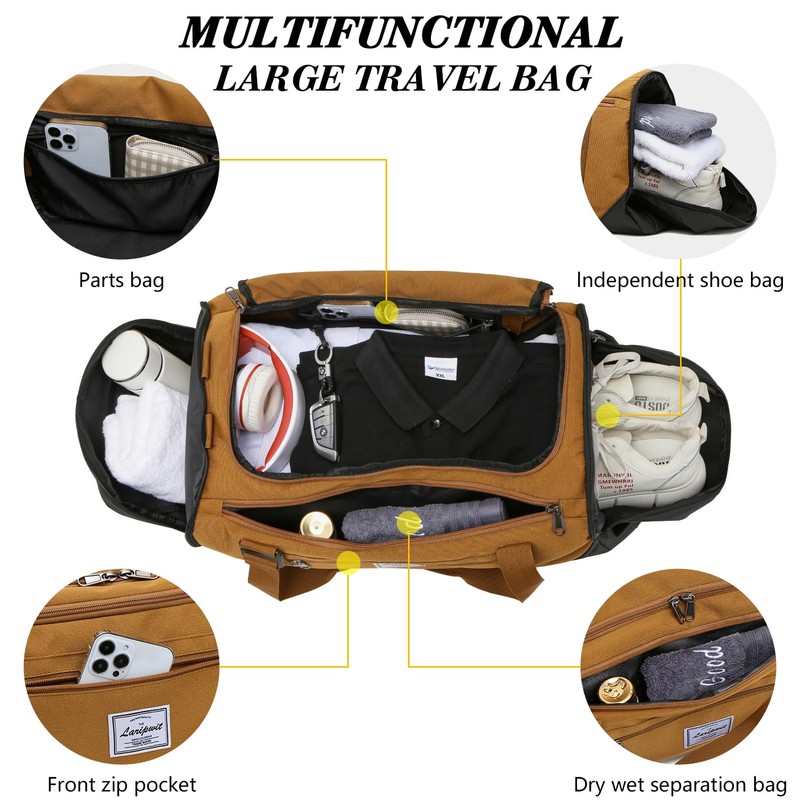 Laripwit Travel Duffle Bag for Men - 40L Sports Gym