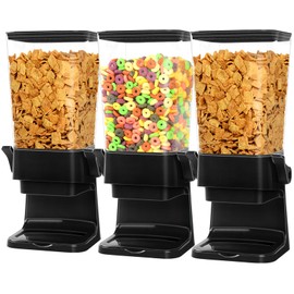 Mivvosakuki Cereal Dispenser Countertop Large Cereal Containers Storage Dispenser For Pantry Dry Food Dispenser Countertop Rice Candy Dispenser Machine For Snack,Nuts, Granola(Black,3 pack)