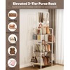 Tuohours 3-Tier Tall Purse Organizer Rack Stand, Floor-Standing Bag Storage
